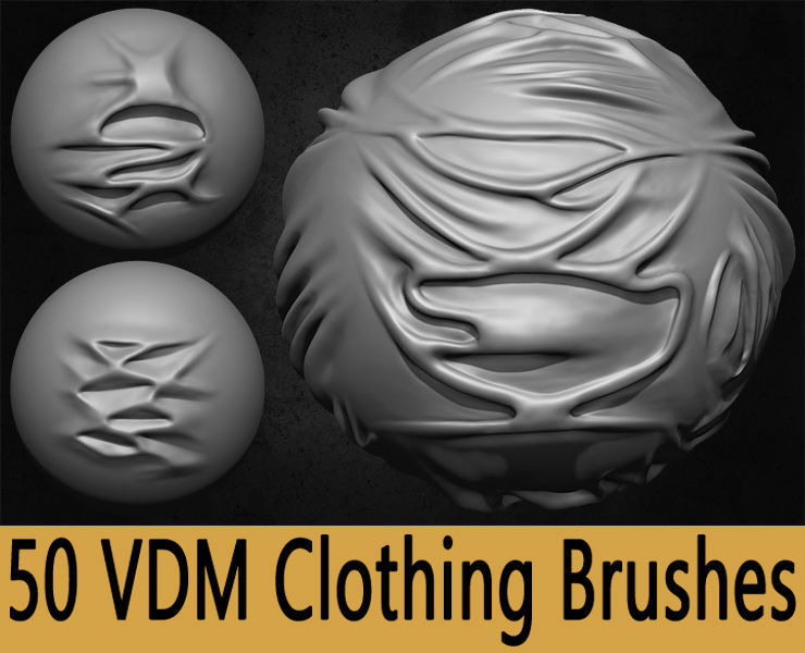 50 VDM Clothing Brushes for ZBrush Vol 02 Low-poly 3D model_9