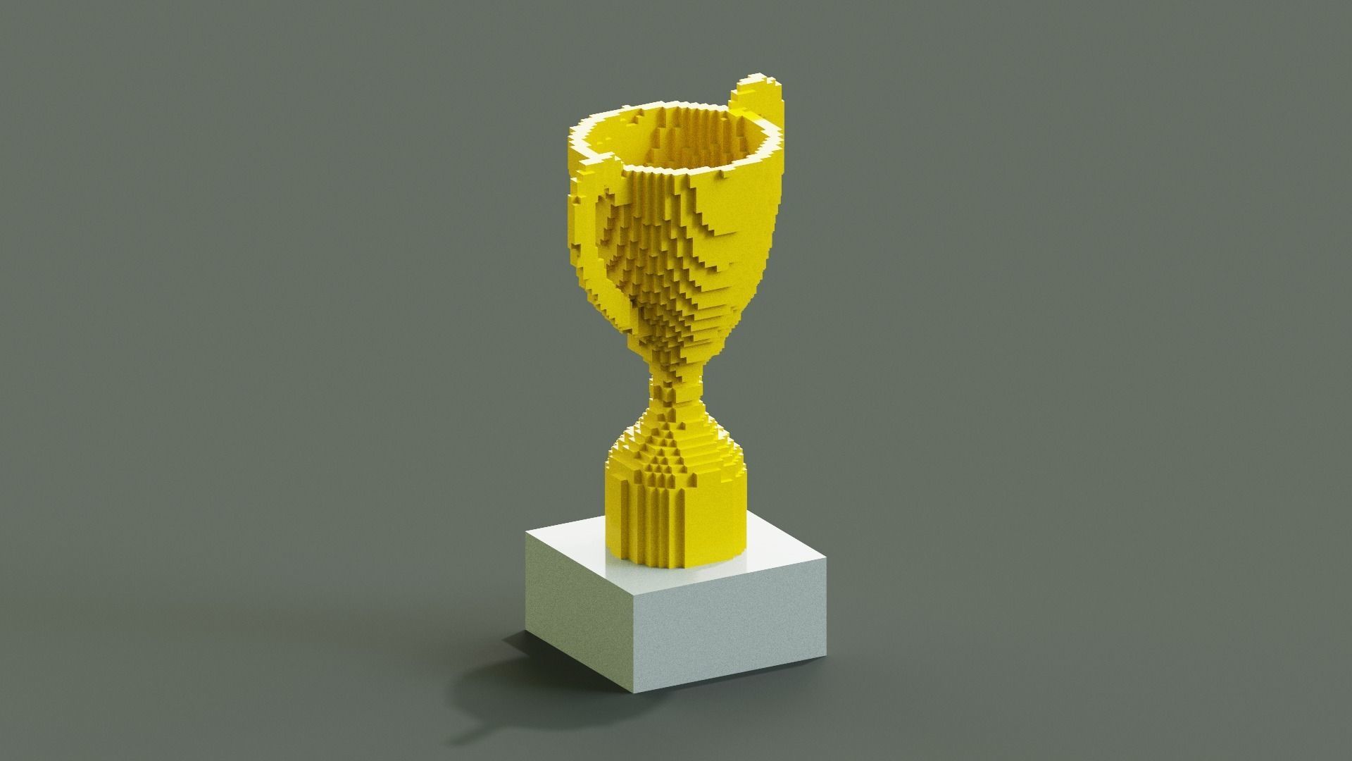 Voxel Trophy Low-poly 3D model_7