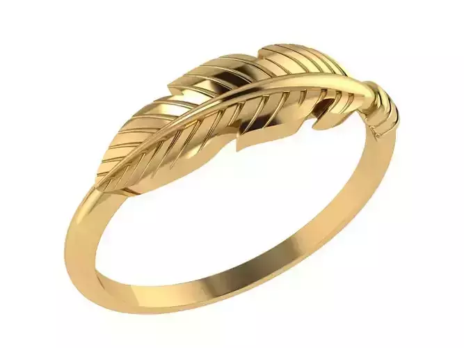 Ring217 gold leaf ring 3D print model