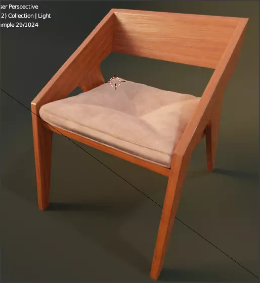 chair wooden with cushion 3D model_0