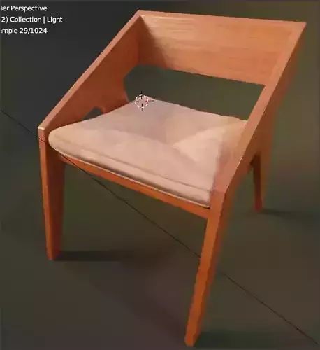 chair wooden with cushion 3D model