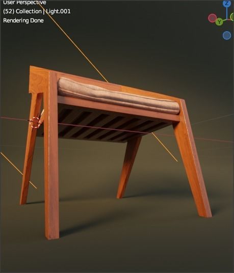 chair wooden with cushion 3D model_1