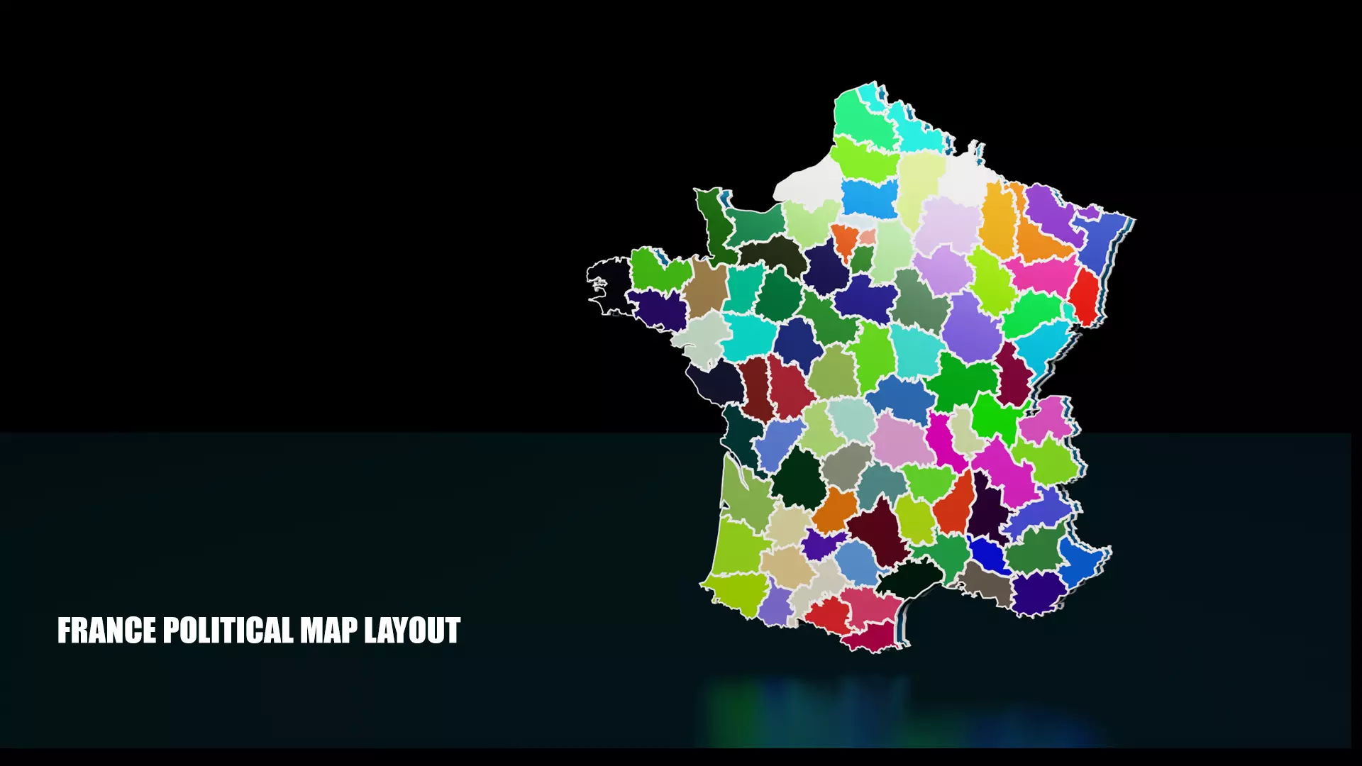 FRANCE POLITICAL MAP LAYOUT Low-poly 3D model_0