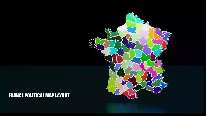 FRANCE POLITICAL MAP LAYOUT Low-poly 3D model