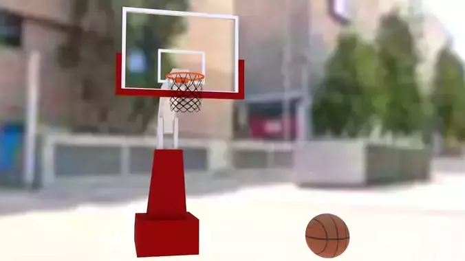 Basket basketball hoop with ball in it Low-poly 3D model