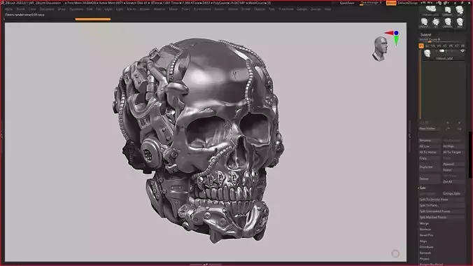 skull robot head a05 3d print model 3D print model