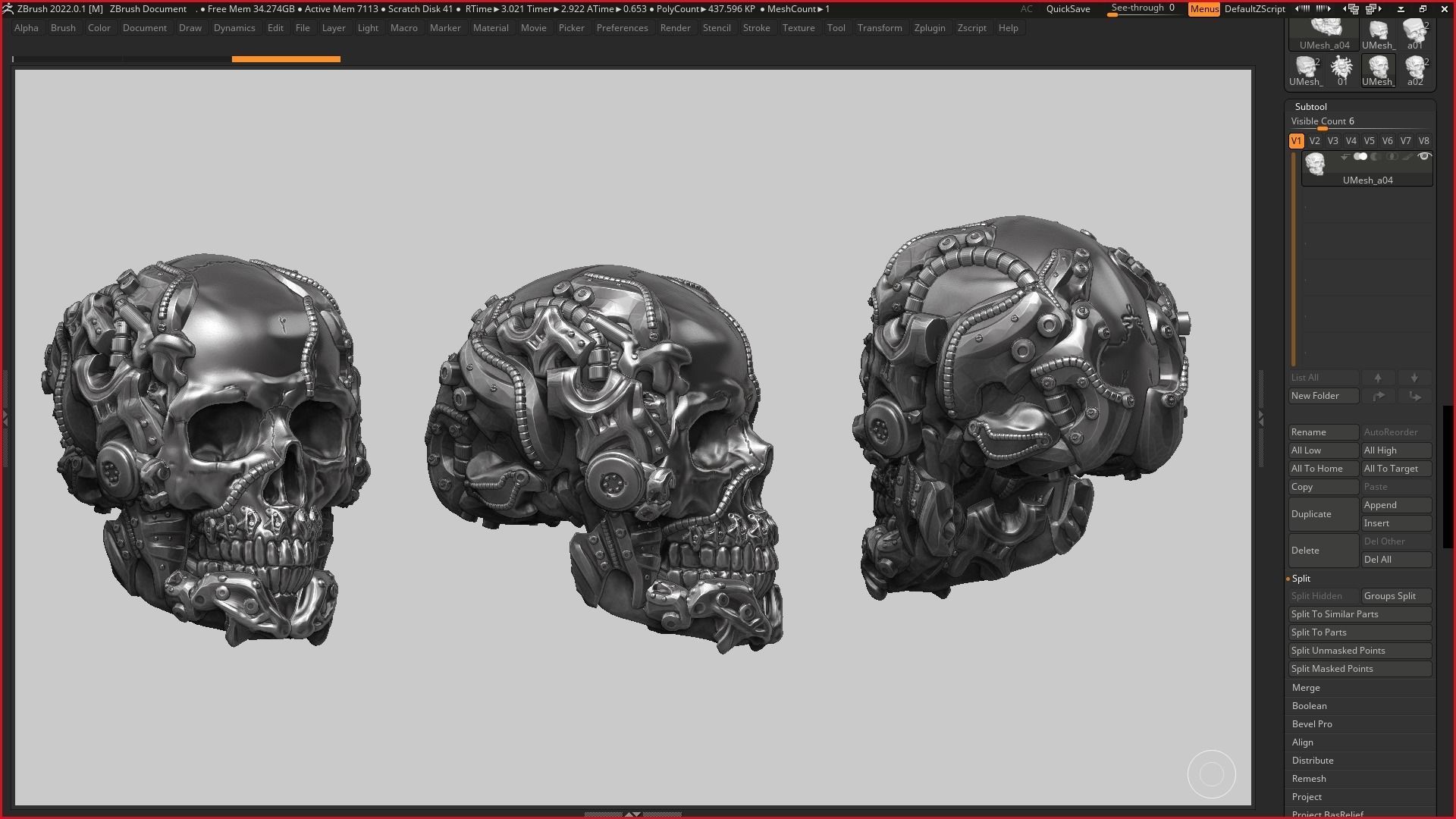 skull robot head a05 3d print model 3D print model_2