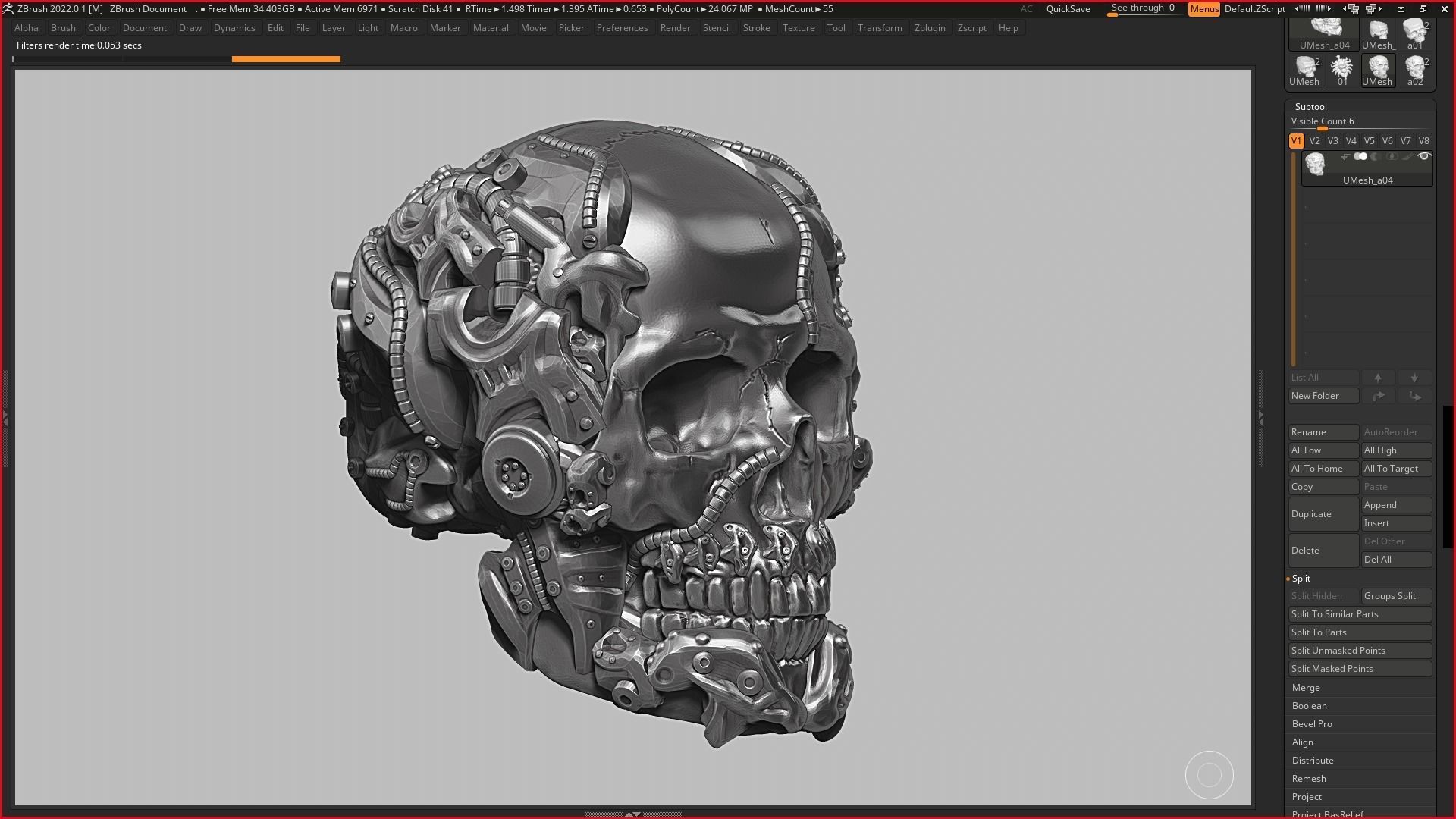 skull robot head a05 3d print model 3D print model_5