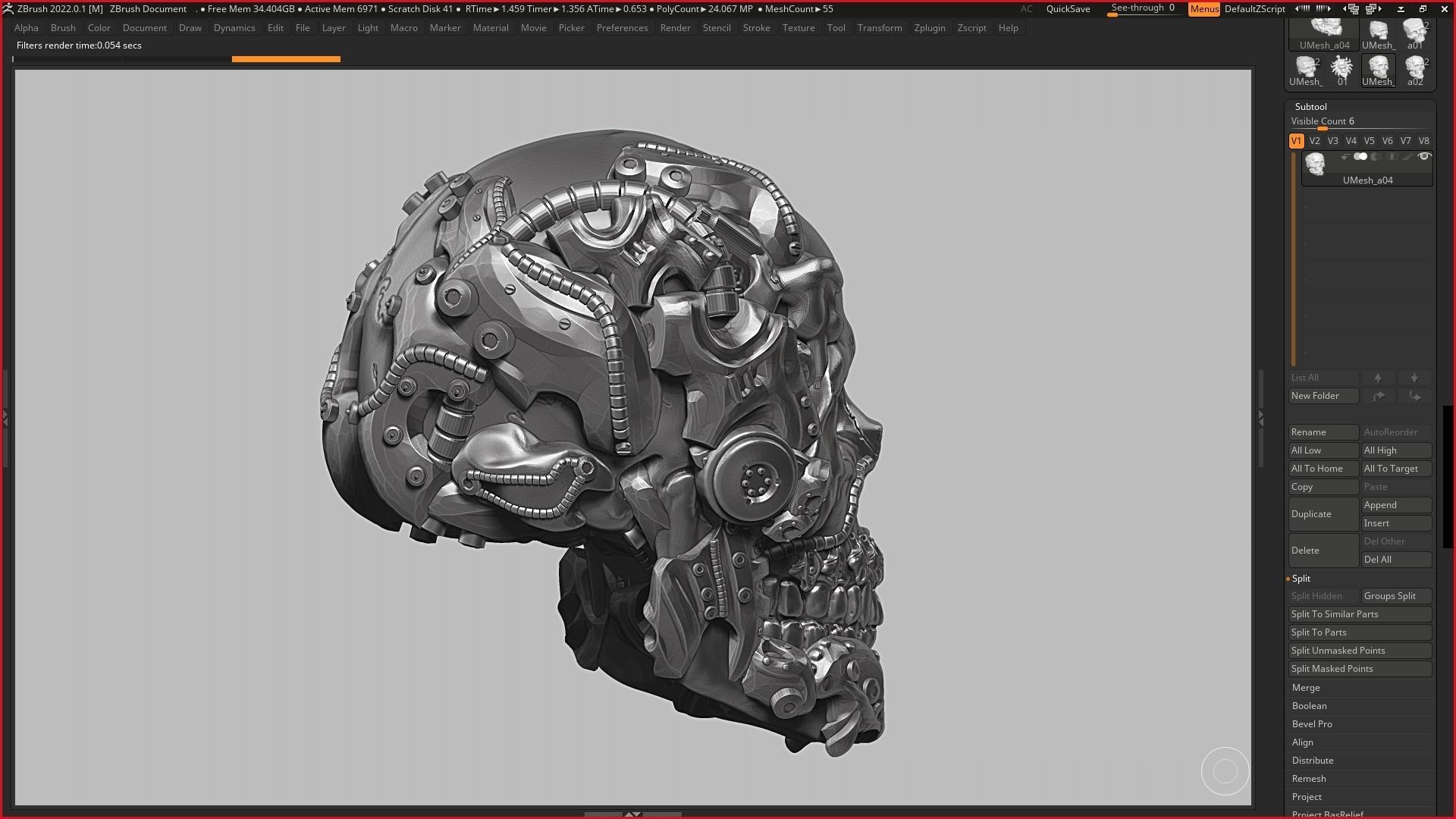 skull robot head a05 3d print model 3D print model_8