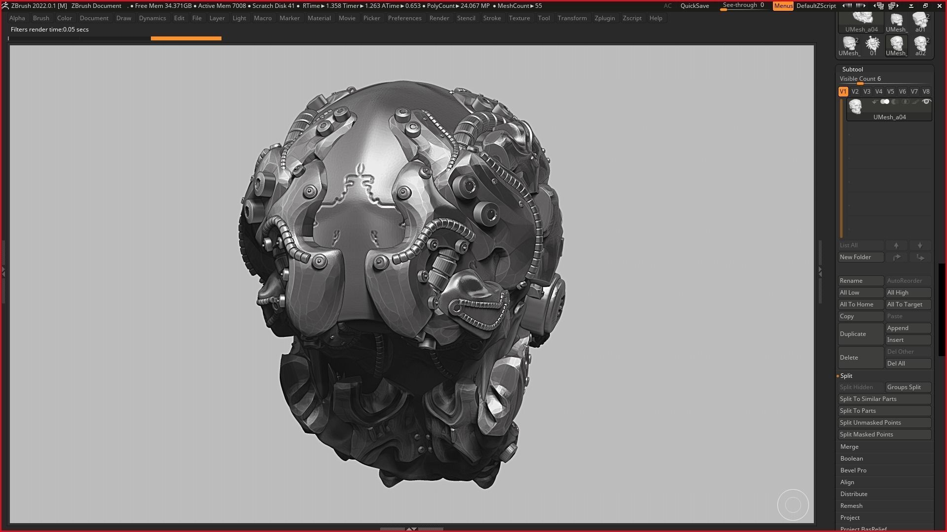 skull robot head a05 3d print model 3D print model_10