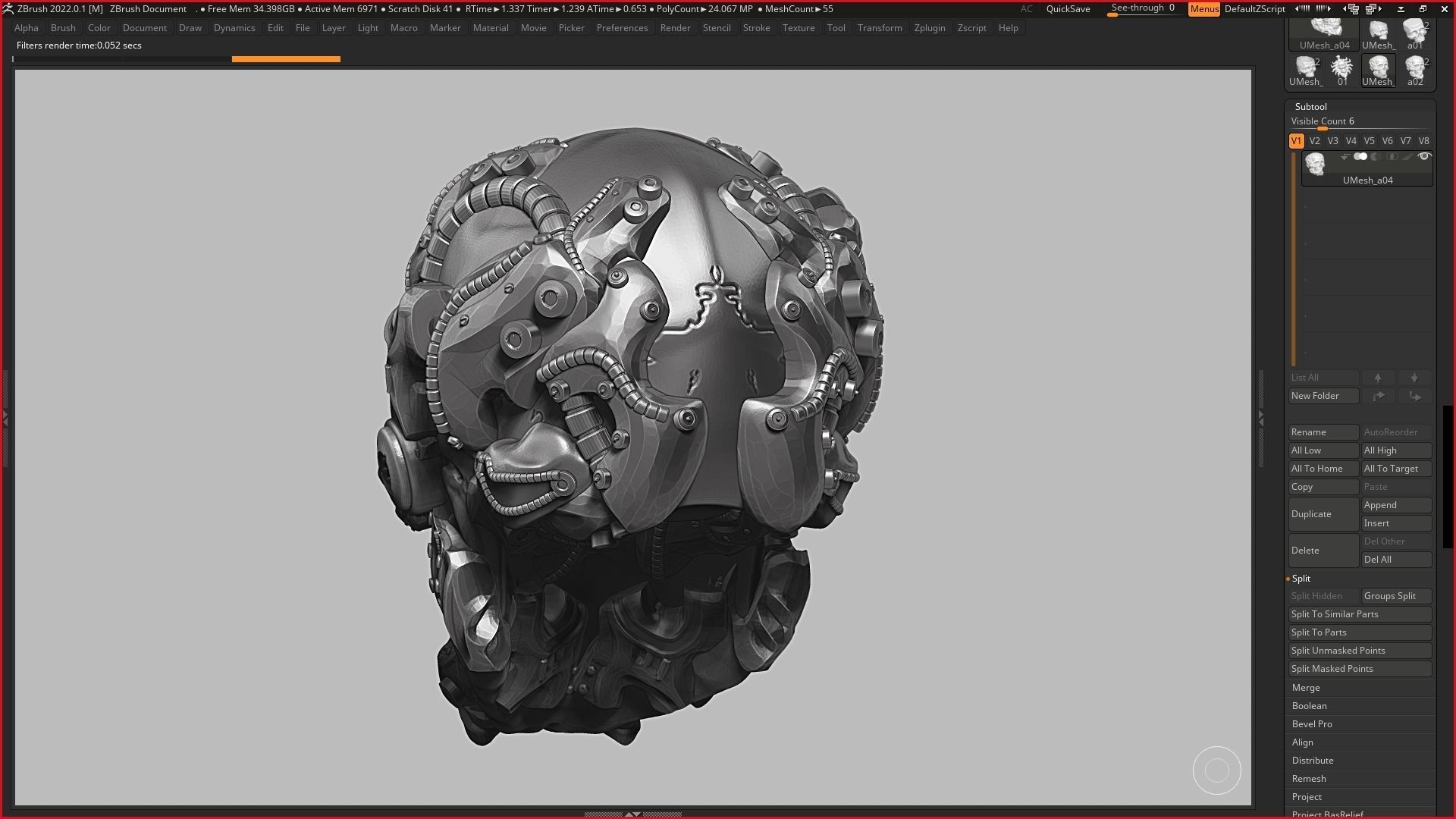 skull robot head a05 3d print model 3D print model_11