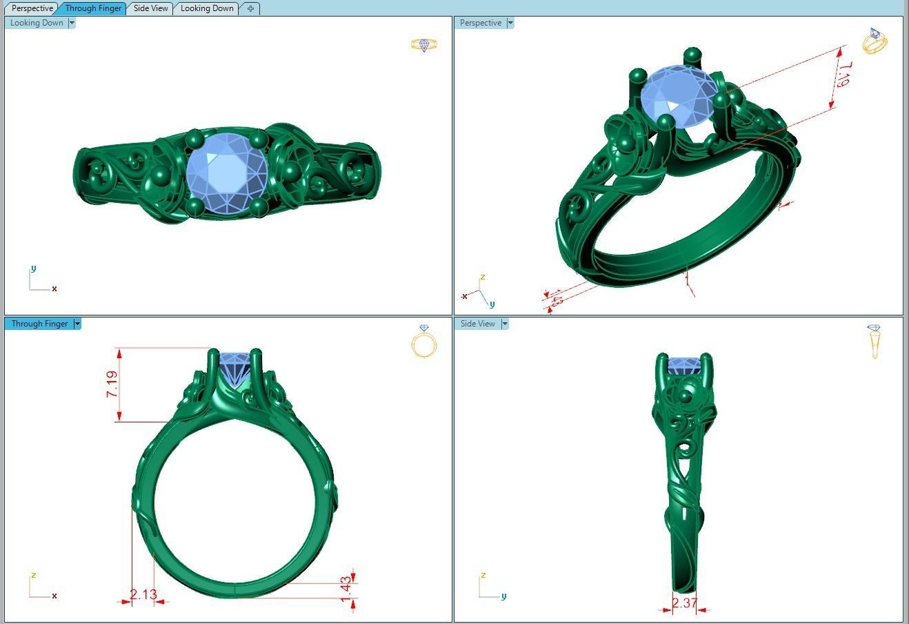 Ring219 celtic engagement ring gold 3D print model_5