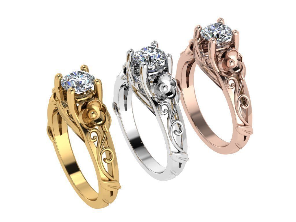 Ring219 celtic engagement ring gold 3D print model_4