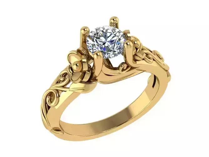 Ring219 celtic engagement ring gold 3D print model