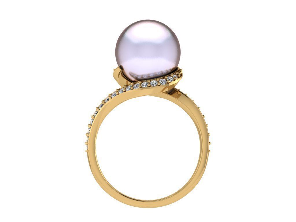 Ring220 pearl and diamond ring gold 3D print model_2