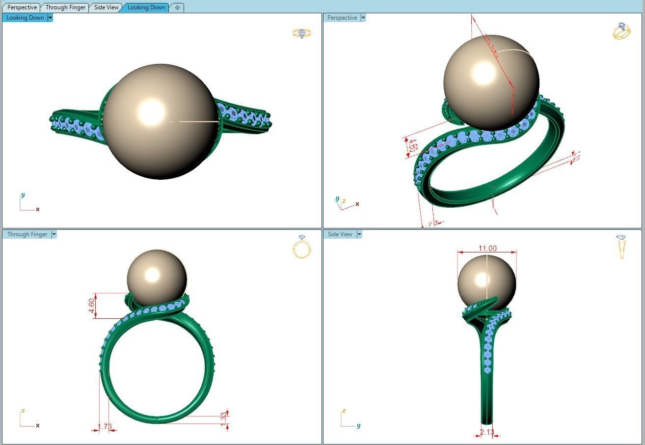 Ring220 pearl and diamond ring gold 3D print model_5