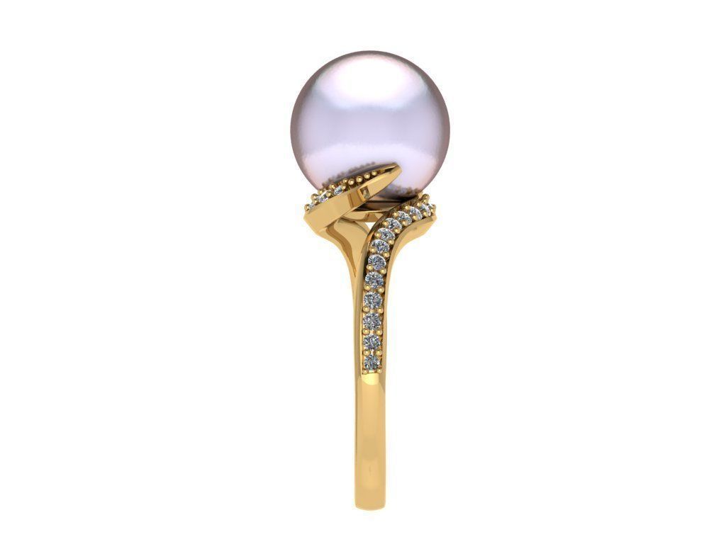 Ring220 pearl and diamond ring gold 3D print model_3