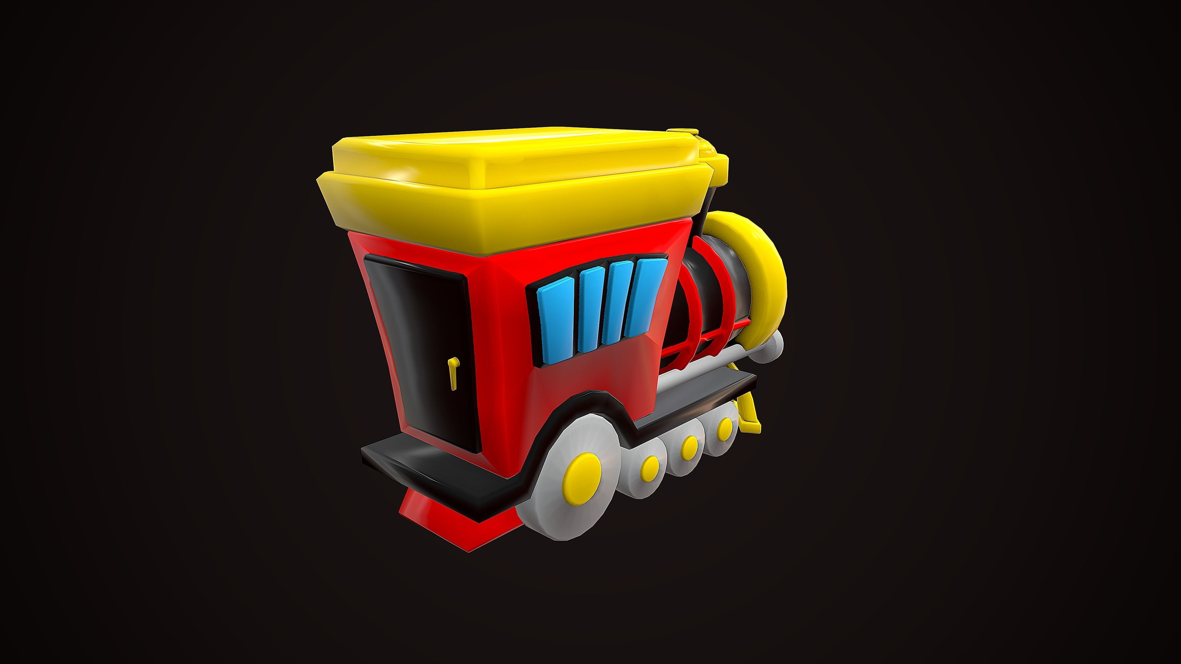 TRAIN LOCOMOTIVE CARTOON STYLIZED Low-poly 3D model_10