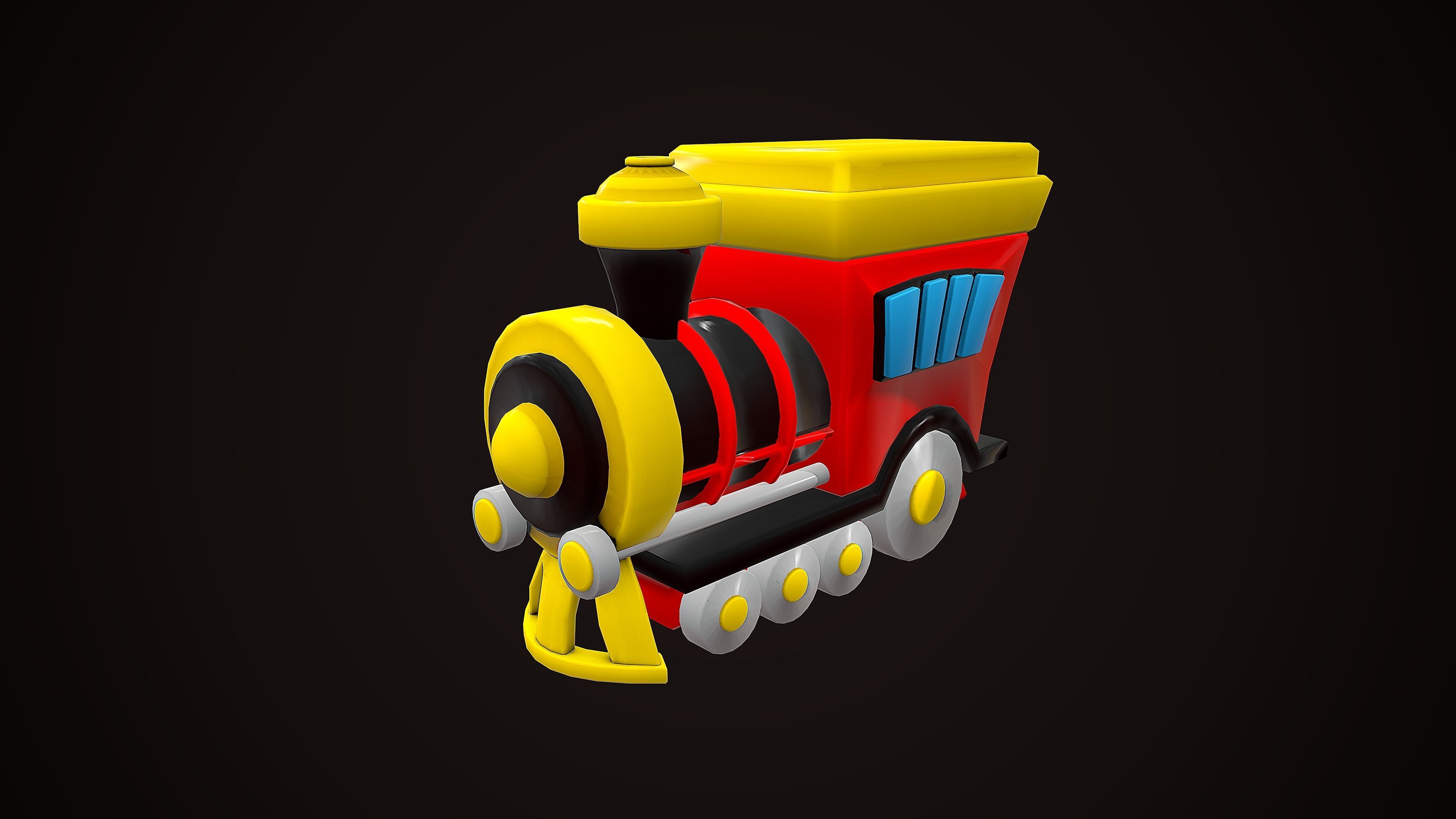 TRAIN LOCOMOTIVE CARTOON STYLIZED Low-poly 3D model_7