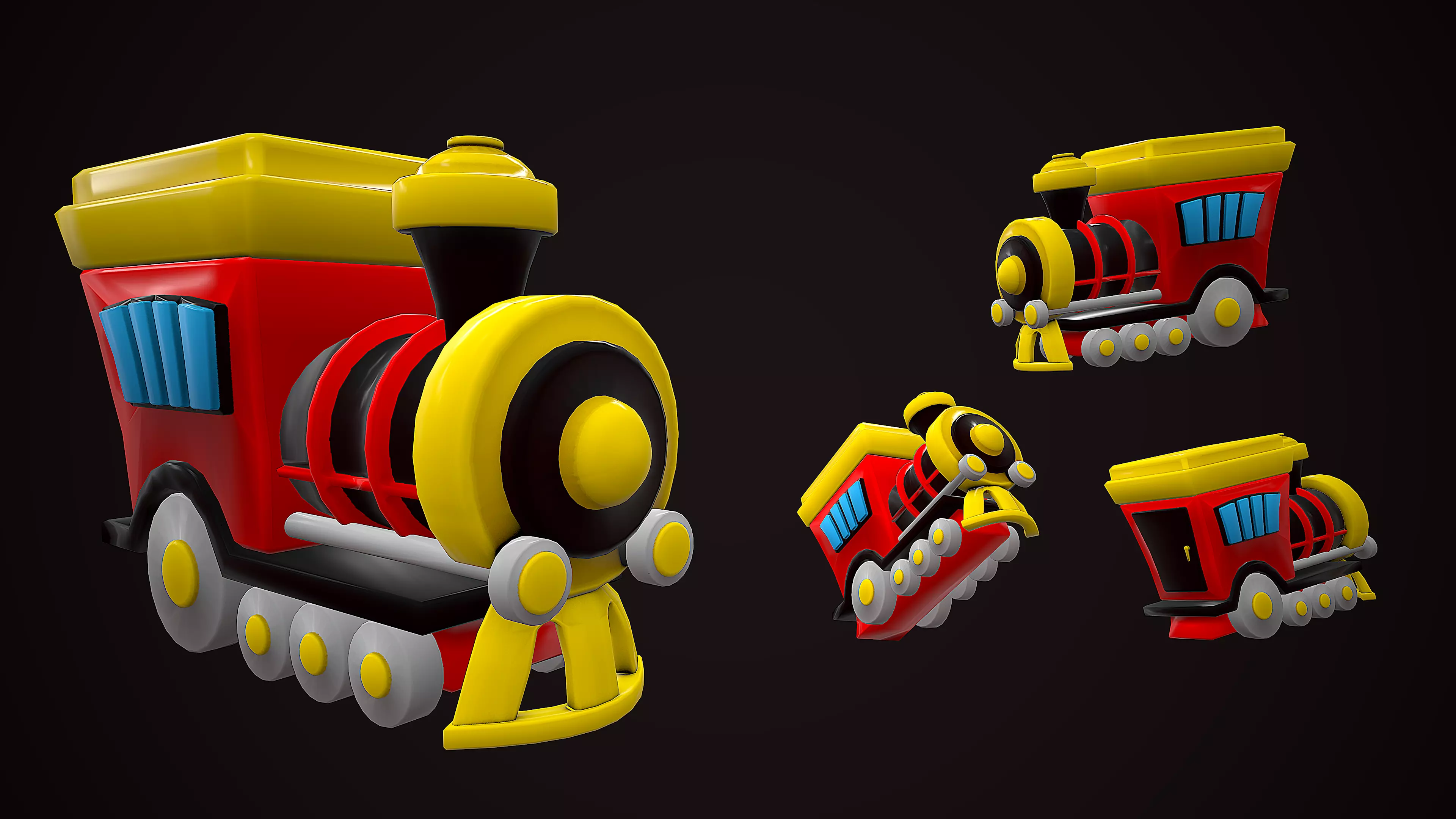 TRAIN LOCOMOTIVE CARTOON STYLIZED Low-poly 3D model_0