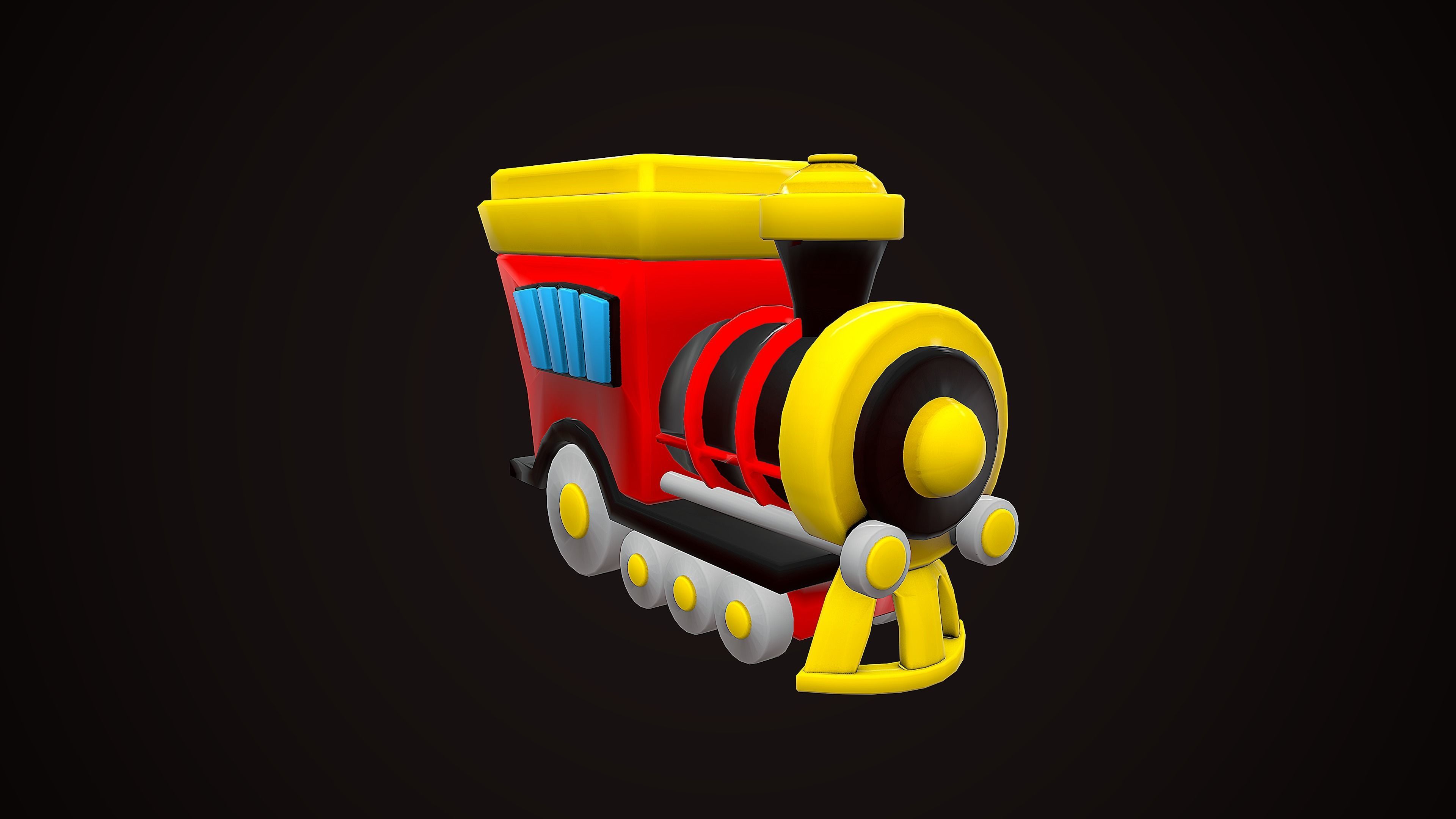 TRAIN LOCOMOTIVE CARTOON STYLIZED Low-poly 3D model_11