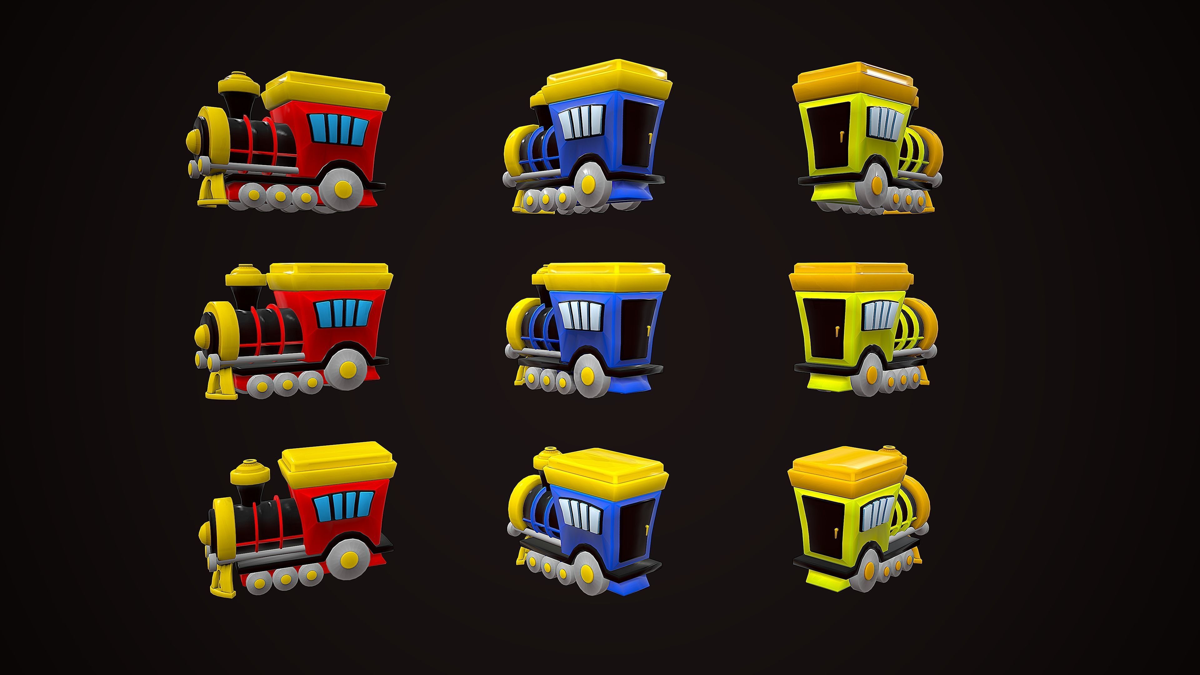 TRAIN LOCOMOTIVE CARTOON STYLIZED Low-poly 3D model_6