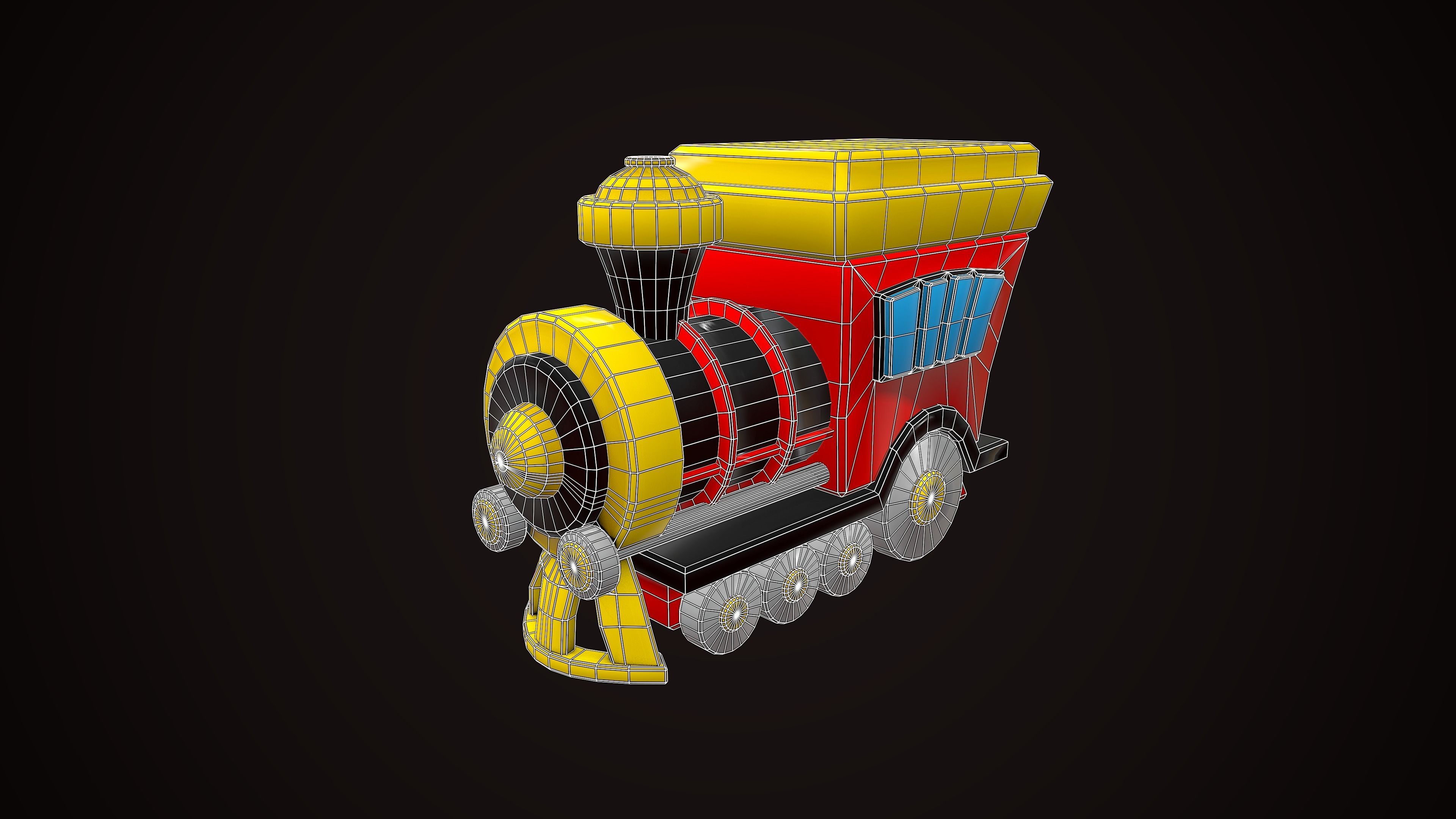 TRAIN LOCOMOTIVE CARTOON STYLIZED Low-poly 3D model_8