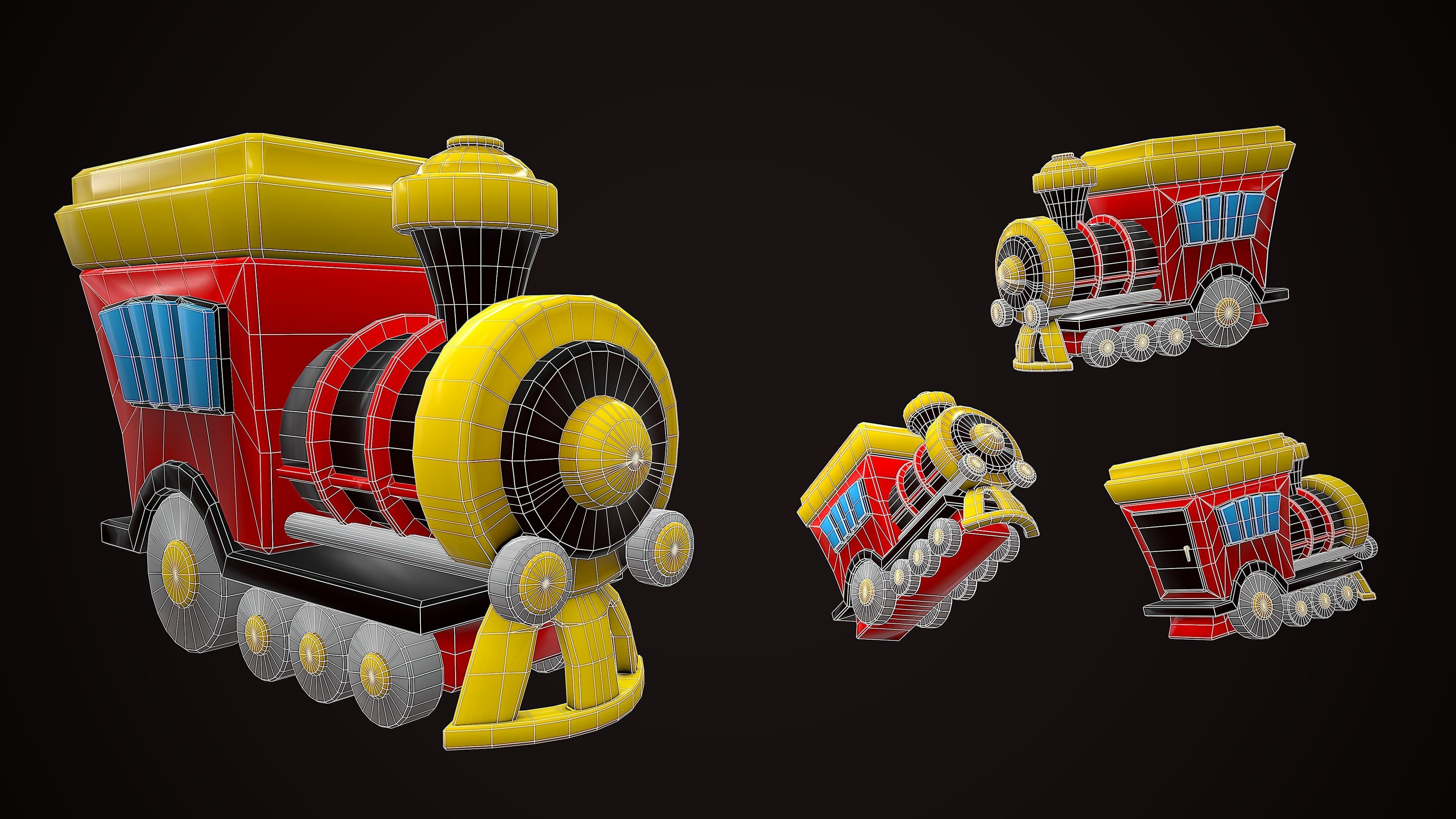 TRAIN LOCOMOTIVE CARTOON STYLIZED Low-poly 3D model_2