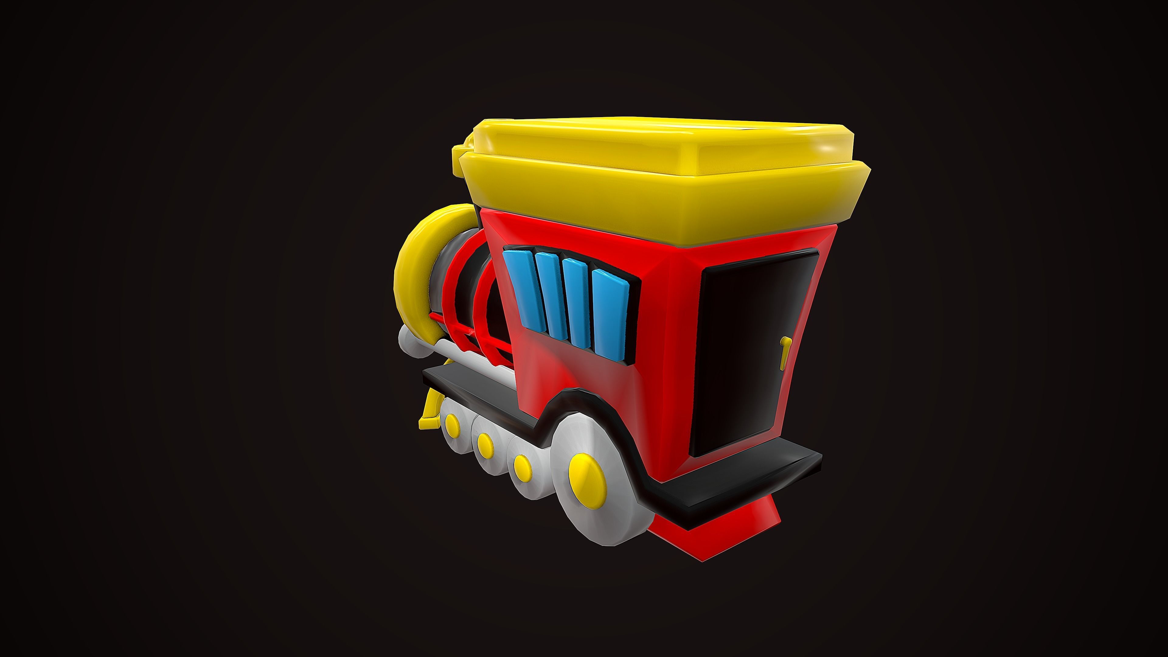 TRAIN LOCOMOTIVE CARTOON STYLIZED Low-poly 3D model_9