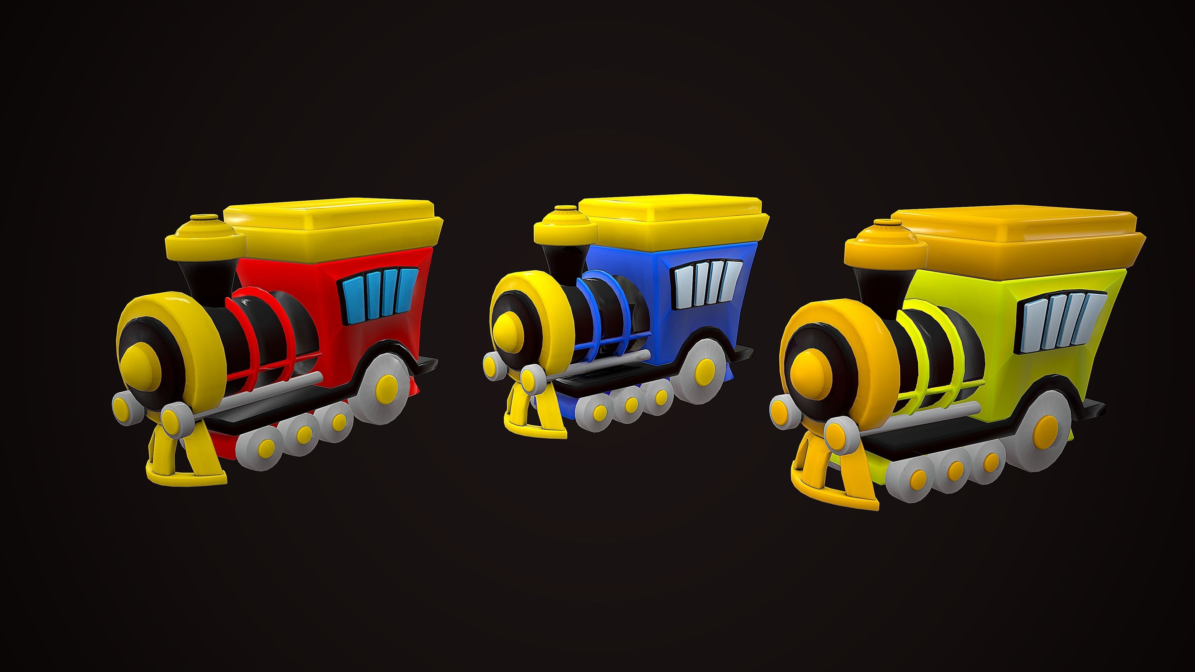 TRAIN LOCOMOTIVE CARTOON STYLIZED Low-poly 3D model_5