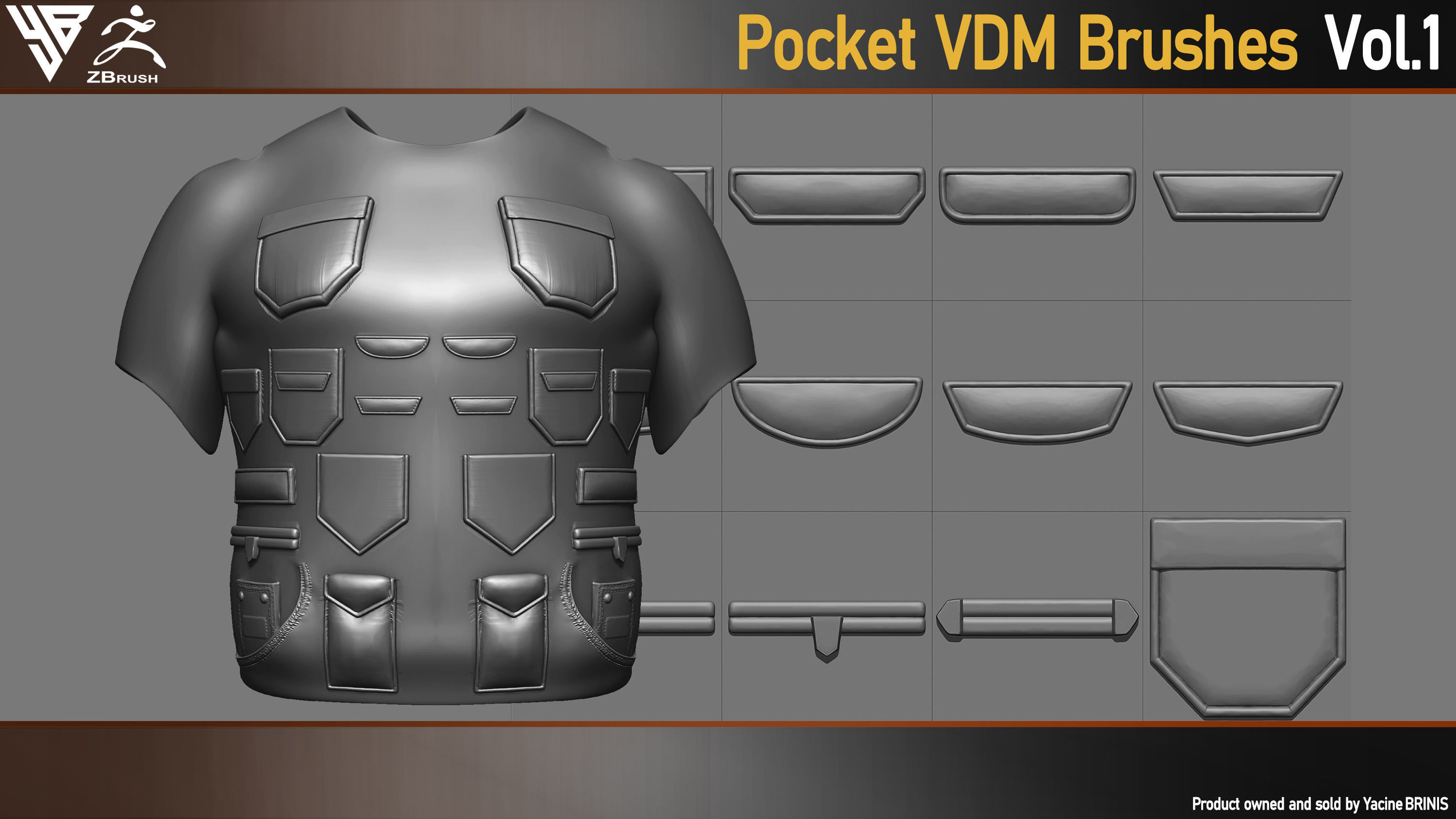 Pocket VDM Brushes for ZBrush Vol 01 Low-poly 3D model_2