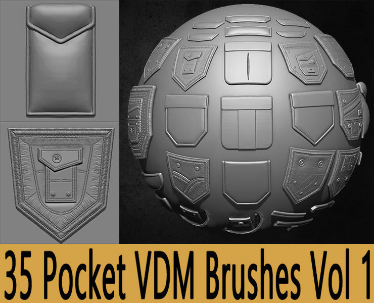 Pocket VDM Brushes for ZBrush Vol 01 Low-poly 3D model_9