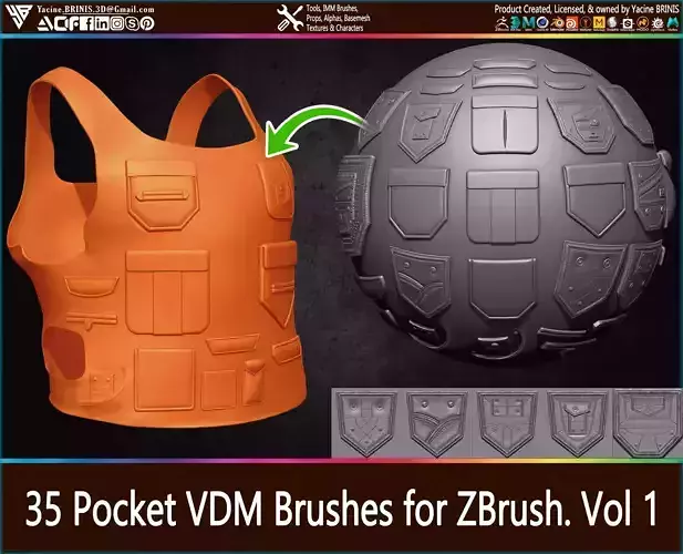 Pocket VDM Brushes for ZBrush Vol 01 Low-poly 3D model Pocket VDM Brushes for ZBrush Vol 01 Low-poly 3D model