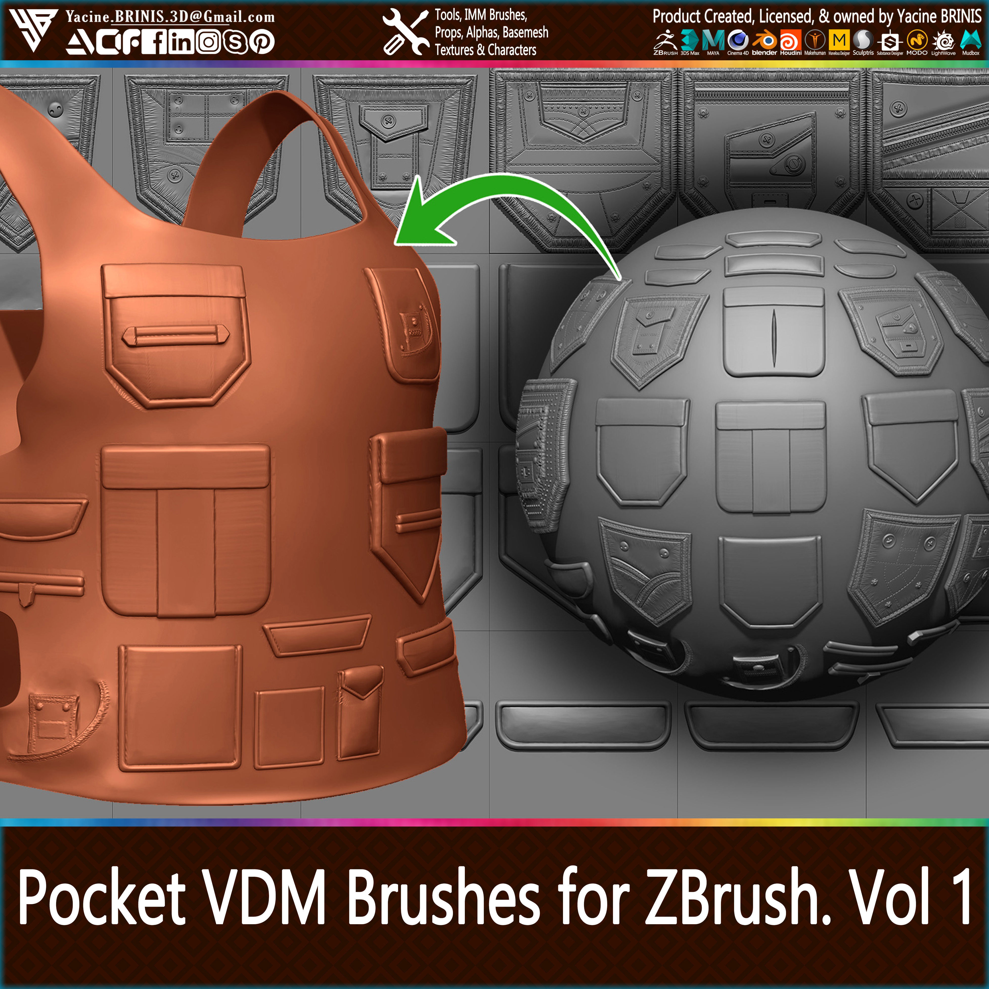 Pocket VDM Brushes for ZBrush Vol 01 Low-poly 3D model_11