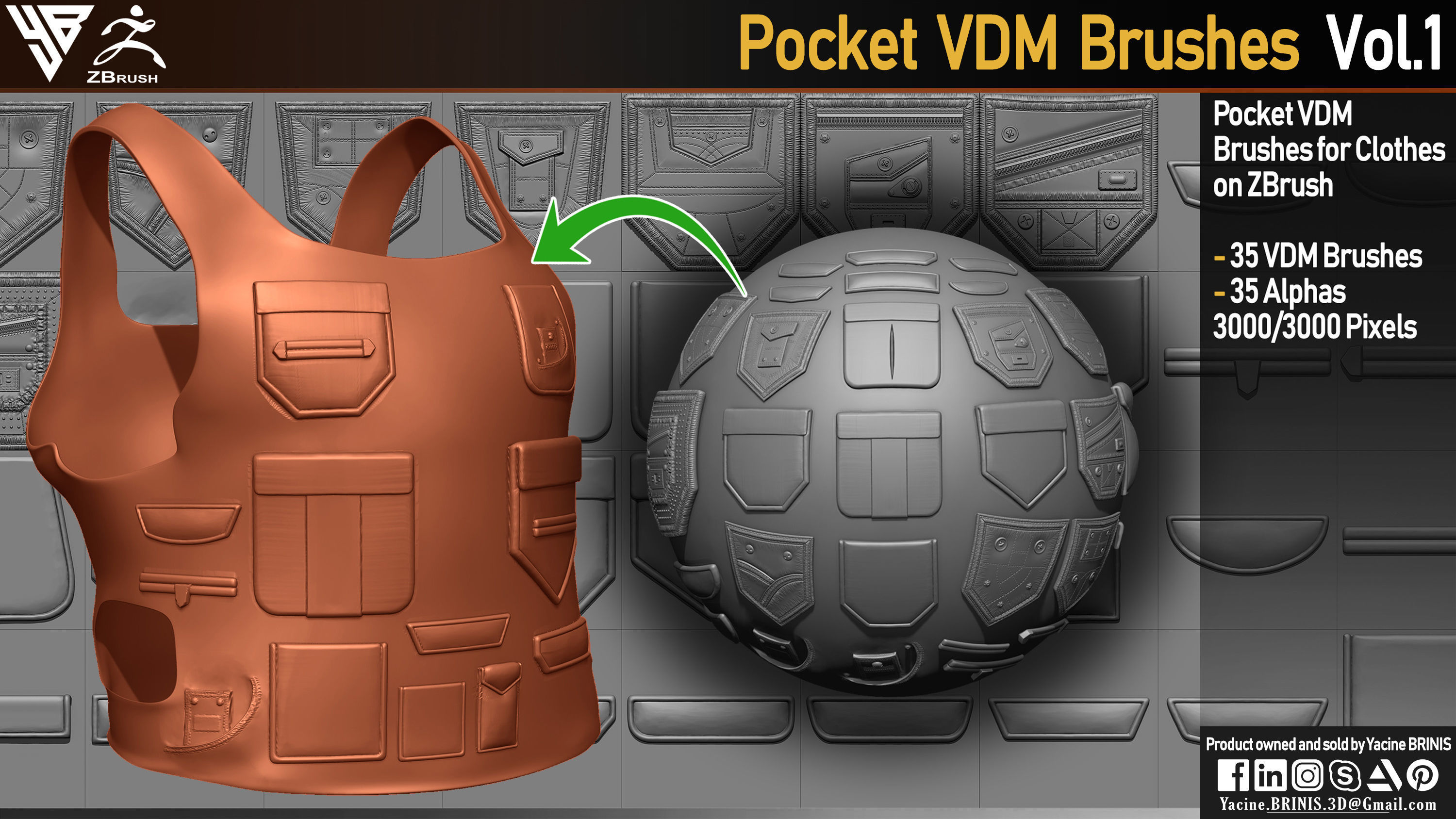 Pocket VDM Brushes for ZBrush Vol 01 Low-poly 3D model_1