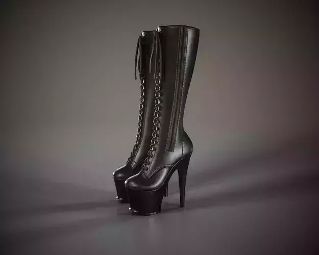  Knee High Stiletto Boots Low-poly 3D model