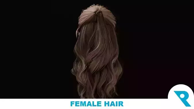 Realistic Female Hair 3D model Realistic Female Hair 3D model