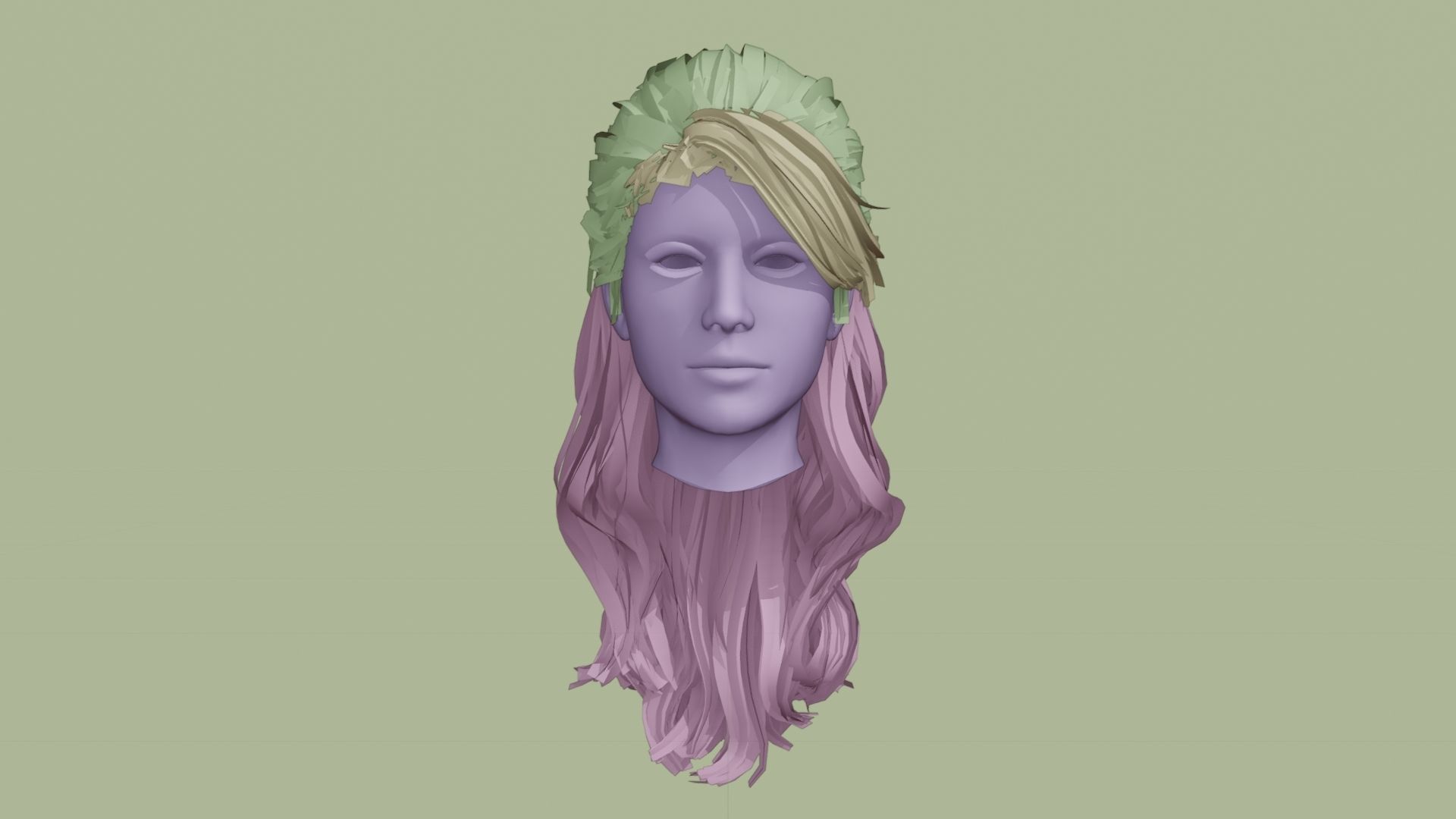 Realistic Female Hair 3D model_14