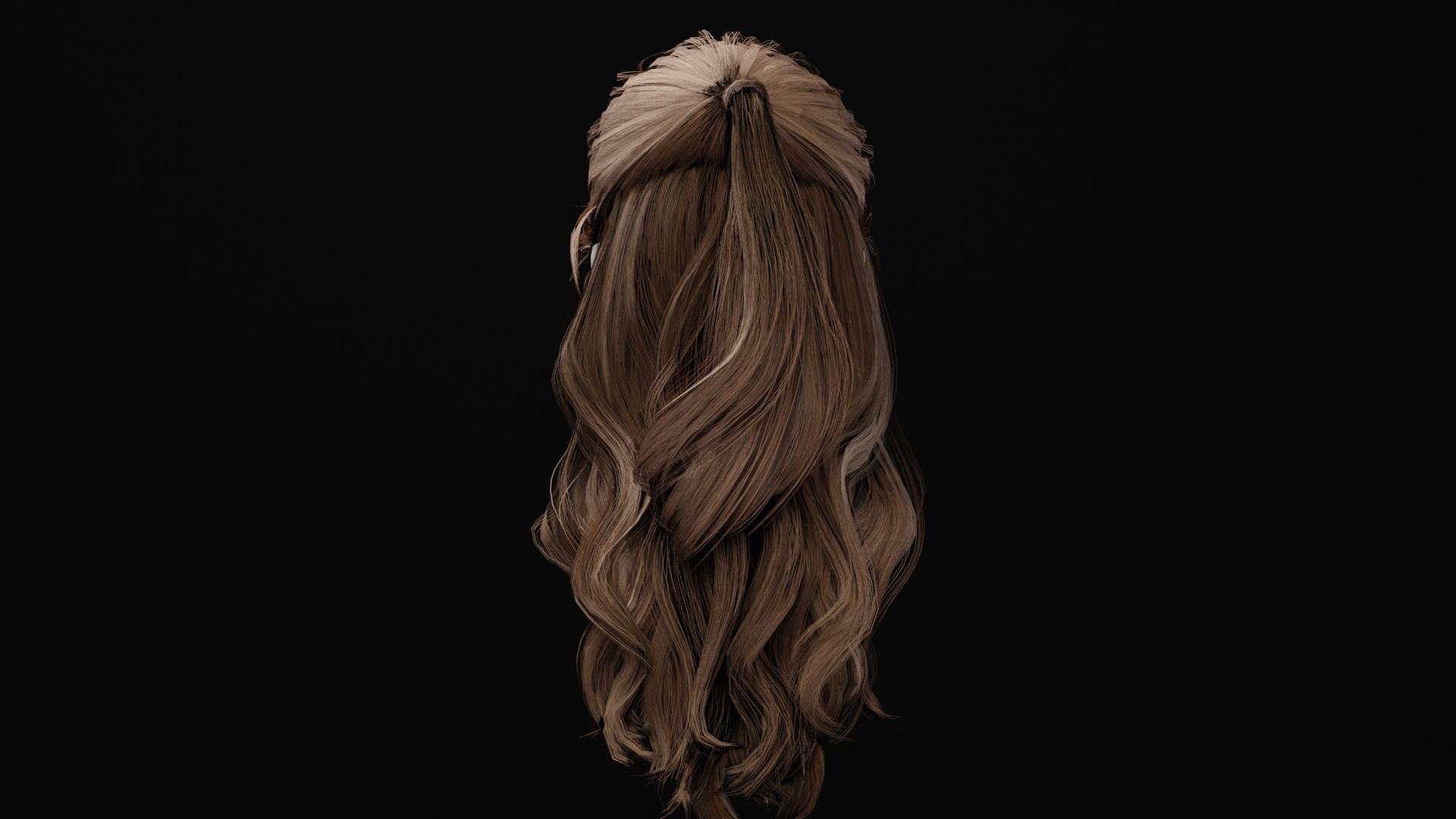 Realistic Female Hair 3D model_4