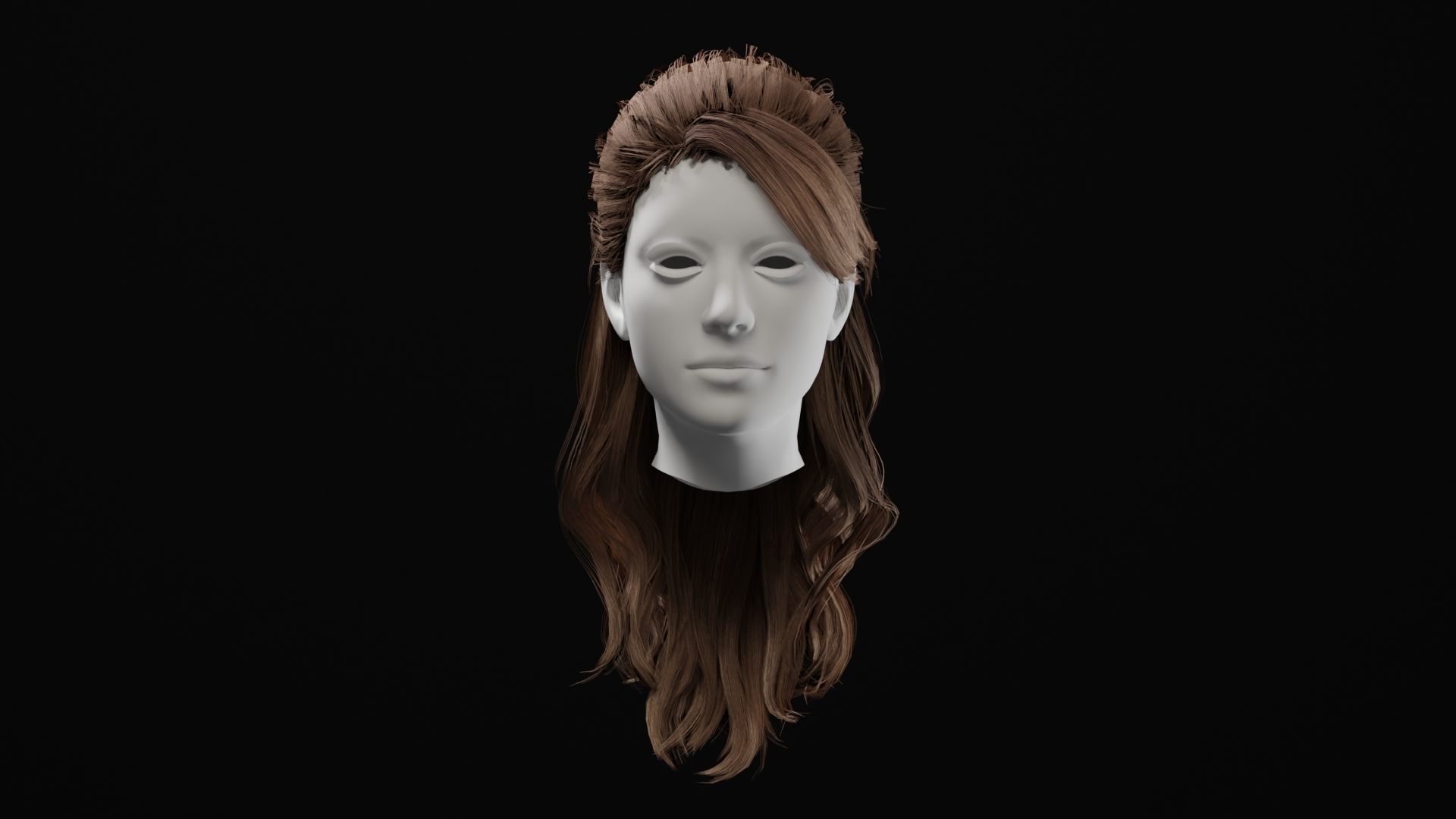 Realistic Female Hair 3D model_2