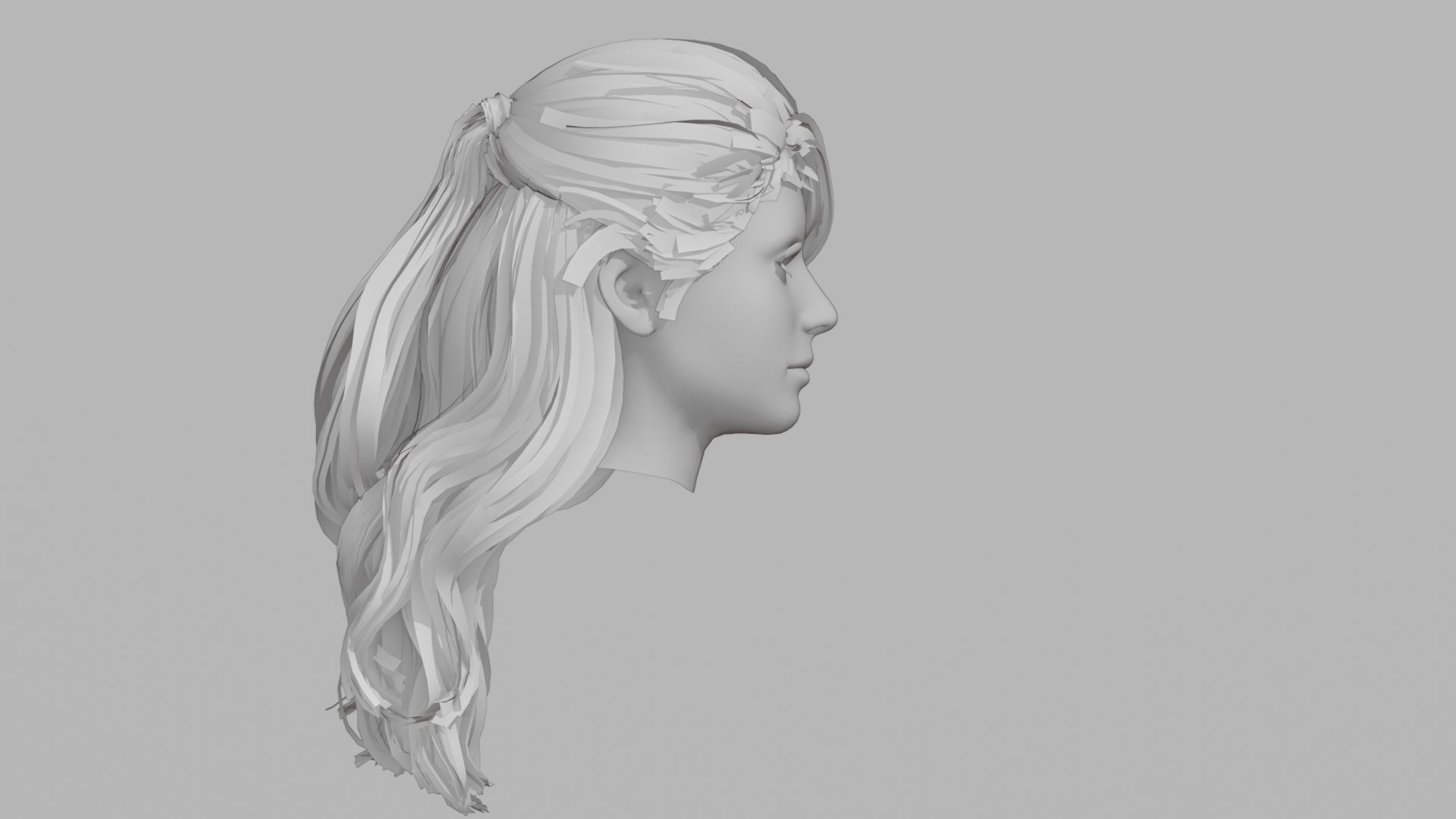 Realistic Female Hair 3D model_7