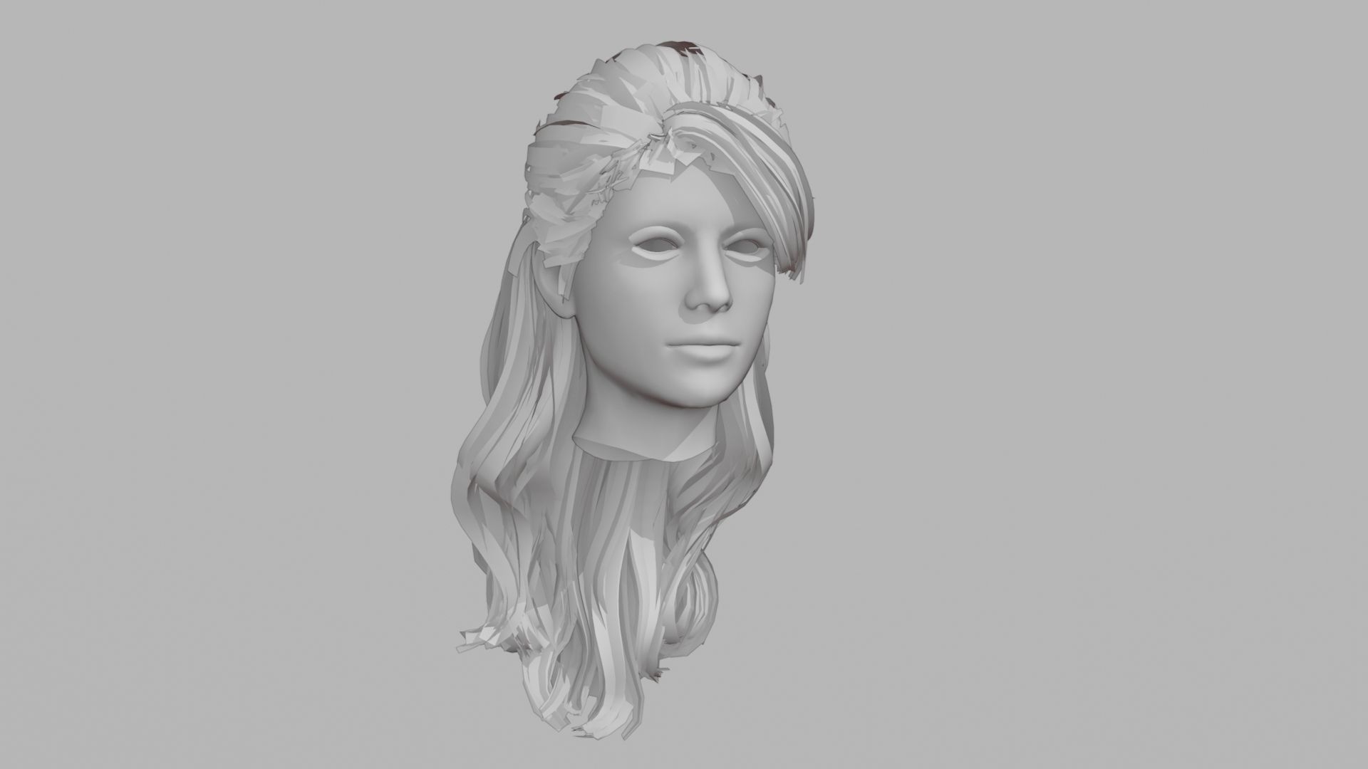 Realistic Female Hair 3D model_5