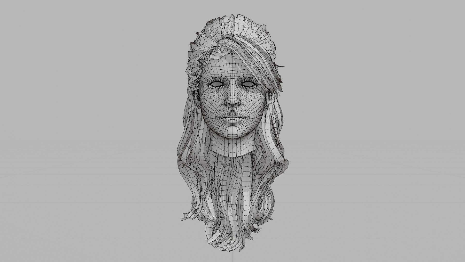 Realistic Female Hair 3D model_10