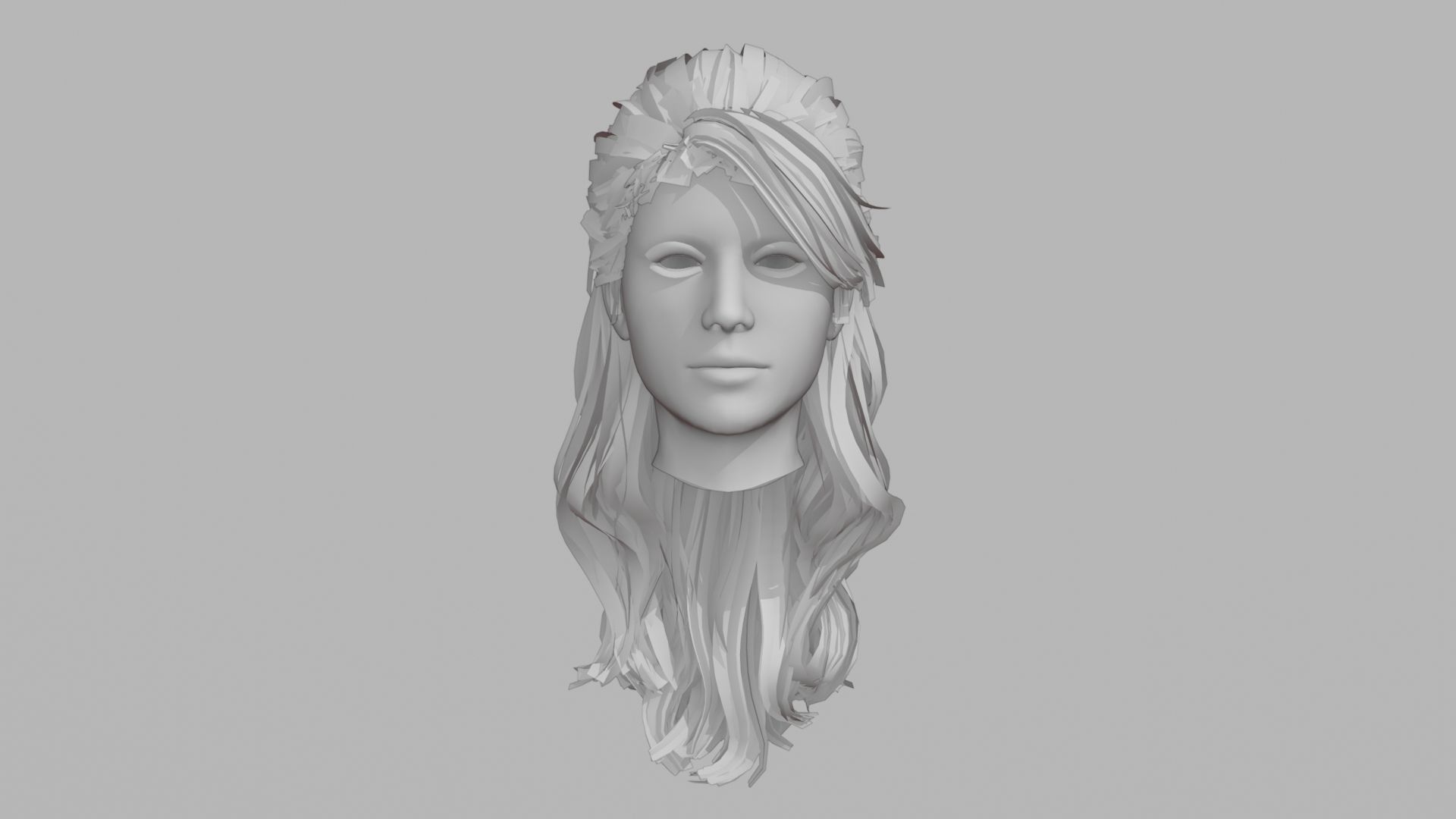 Realistic Female Hair 3D model_6