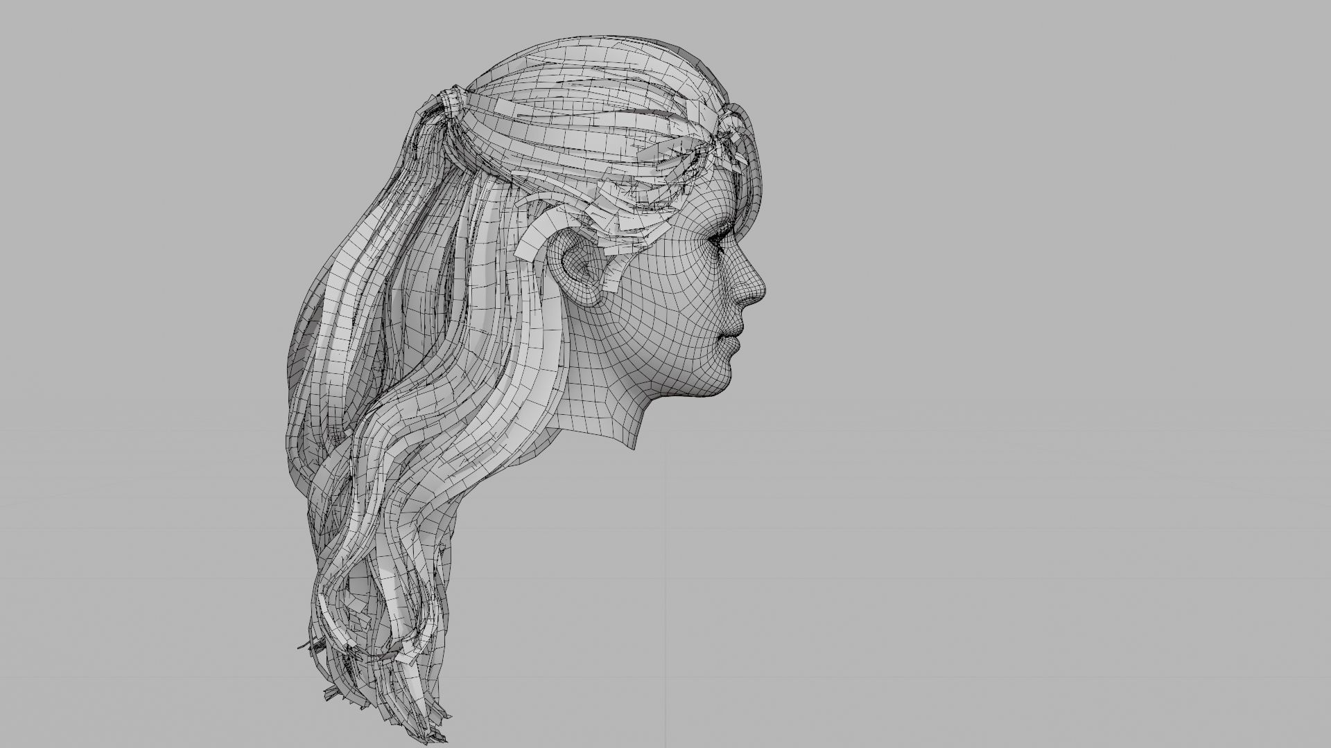 Realistic Female Hair 3D model_11