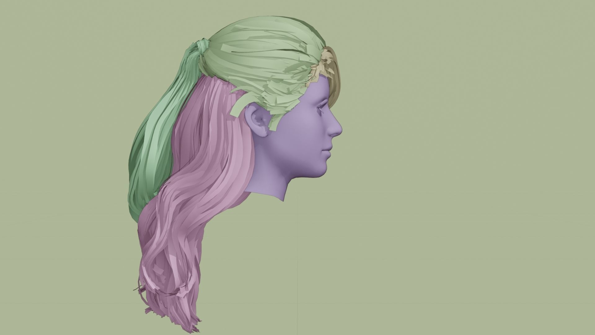 Realistic Female Hair 3D model_15