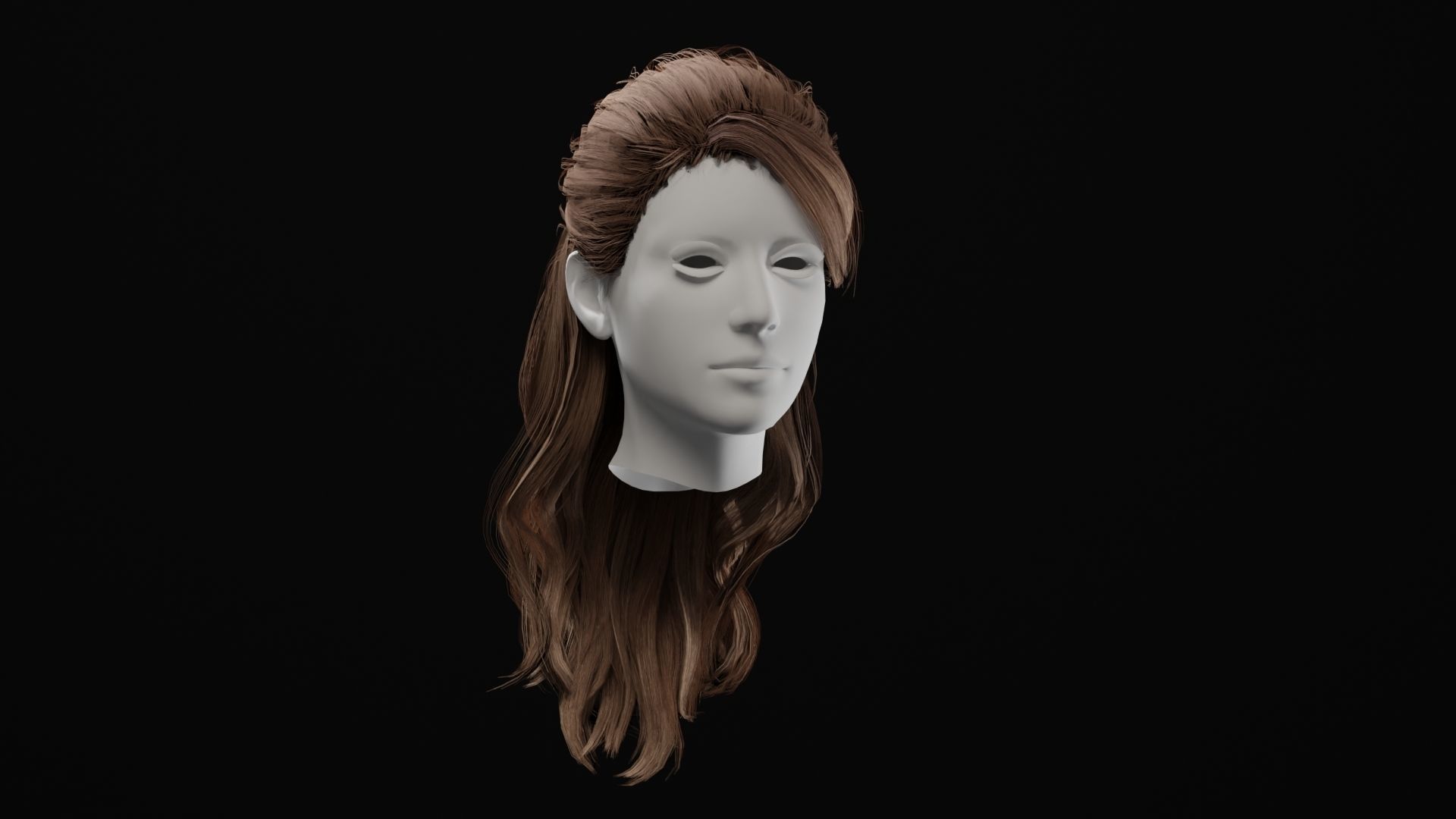 Realistic Female Hair 3D model_1