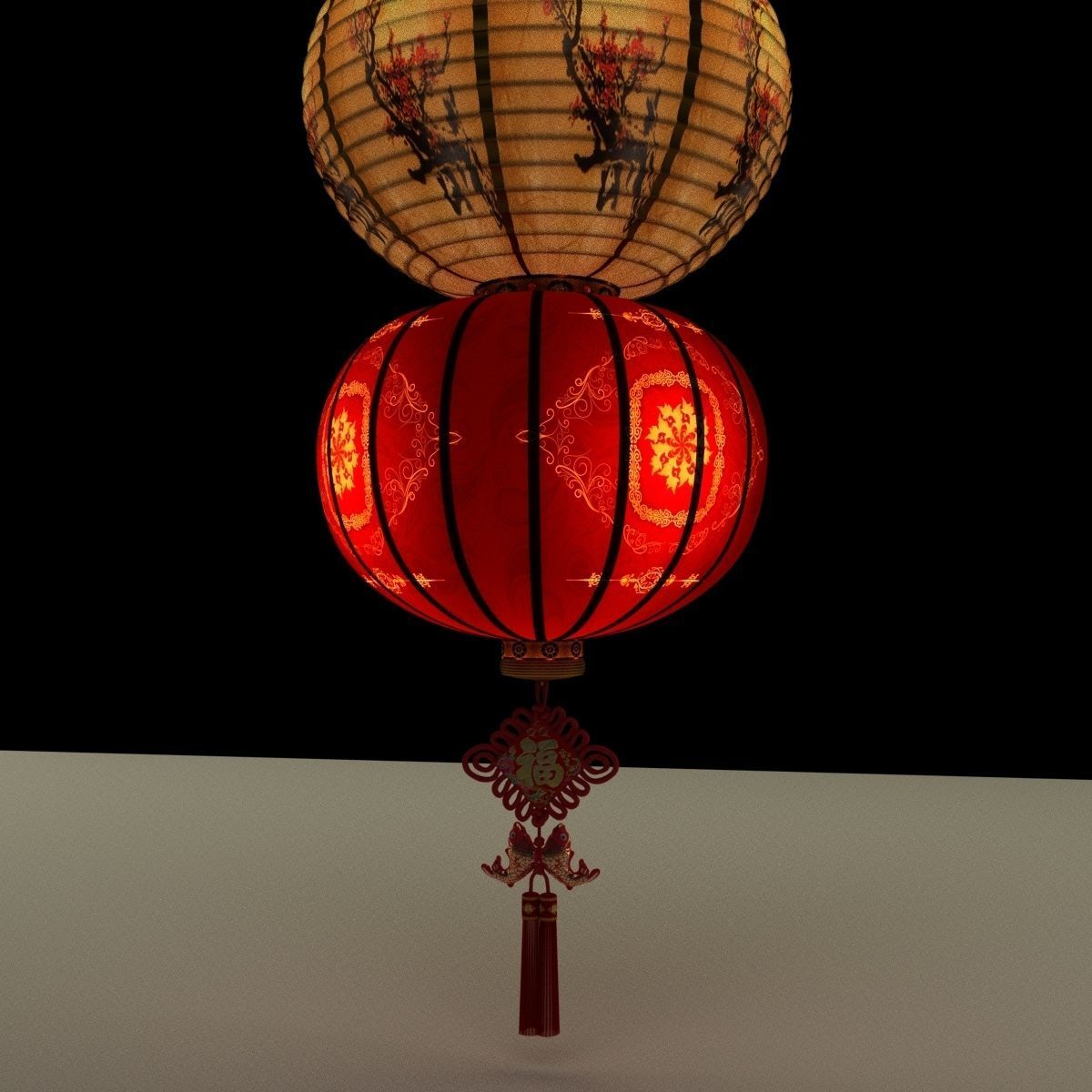 Chinese red lantern 3D model_3