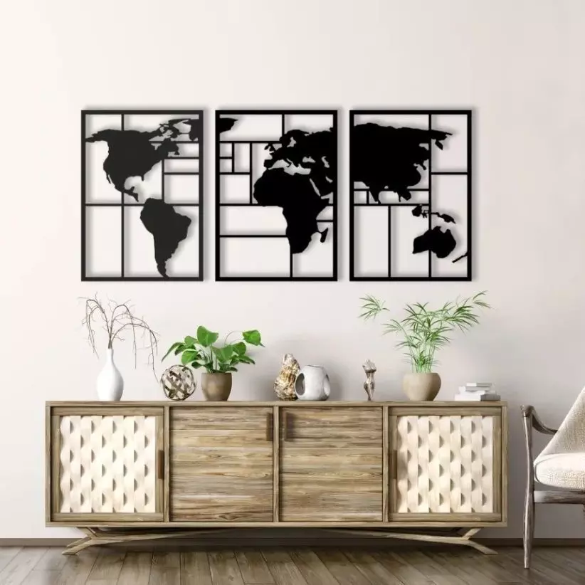 TRIPTYCH PICTURE MAP OF THE WORLD 3D print model