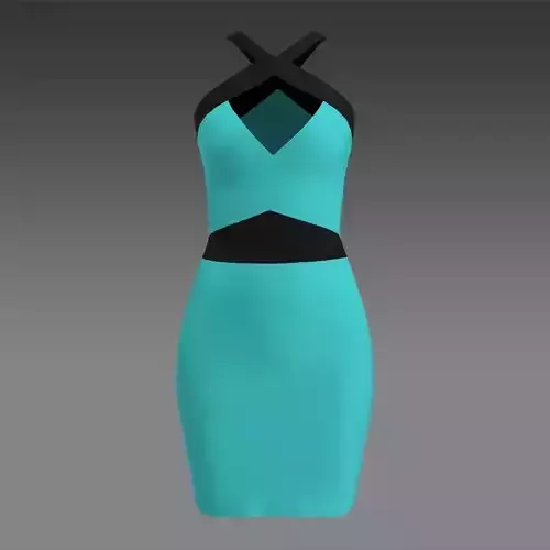 DRESS MINT GREEN AND BLACK STRAP DRESS MODERN LOOK